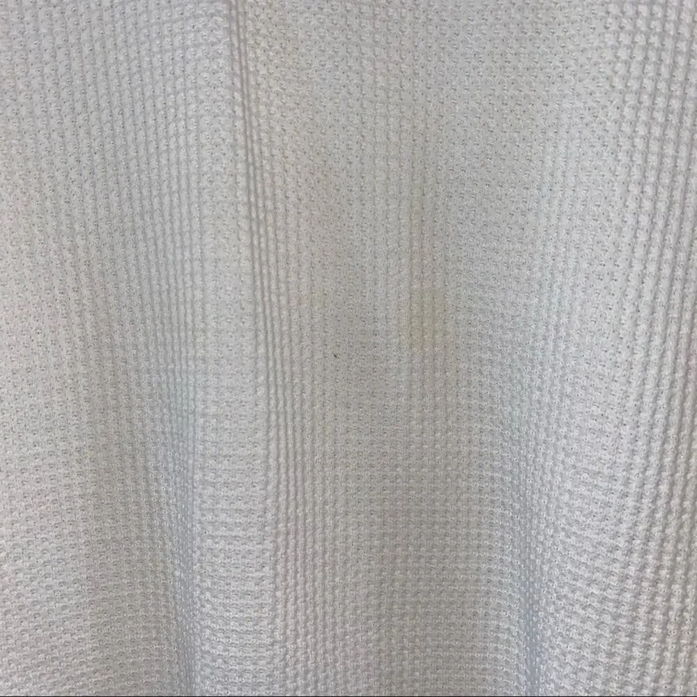 Vintage Russell Athletic Waffle Knit V-Neck Sweatshirt XXL‎ White Green Trim